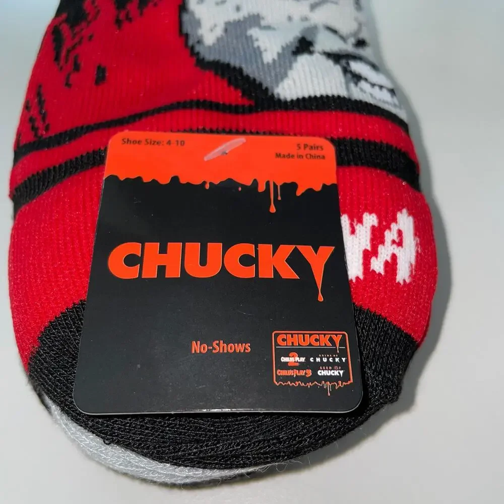 Horror Movie Chucky Child Play 5 pair no show socks Size 4-10 NWT